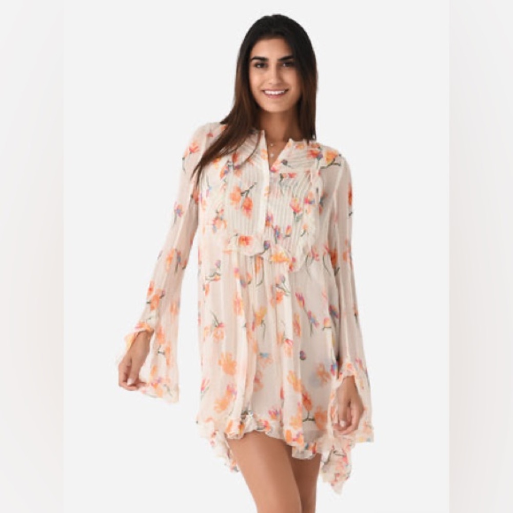 NWT Zadig & Voltaire Rackel Mousseline Courtney Asymmetric Dress SHEER Large